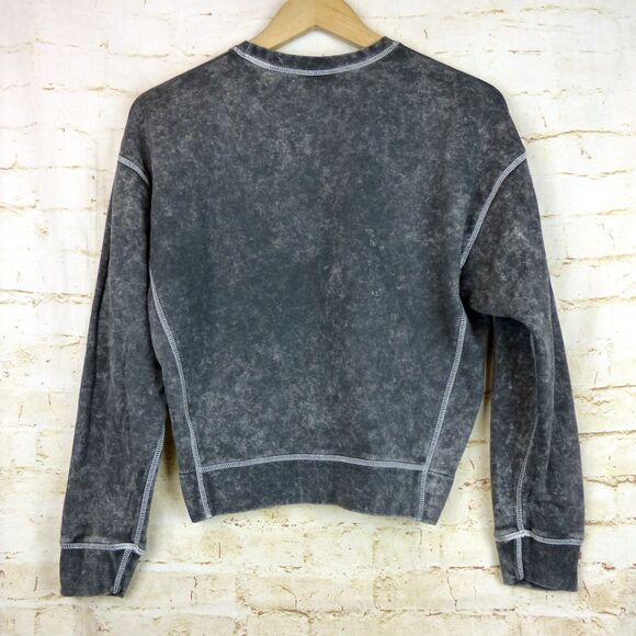 Nike Sweatshirt Women S Black Acid Wash Rebel Crew Relaxed Boxy Logo Patch Sport - Picture 2 of 13